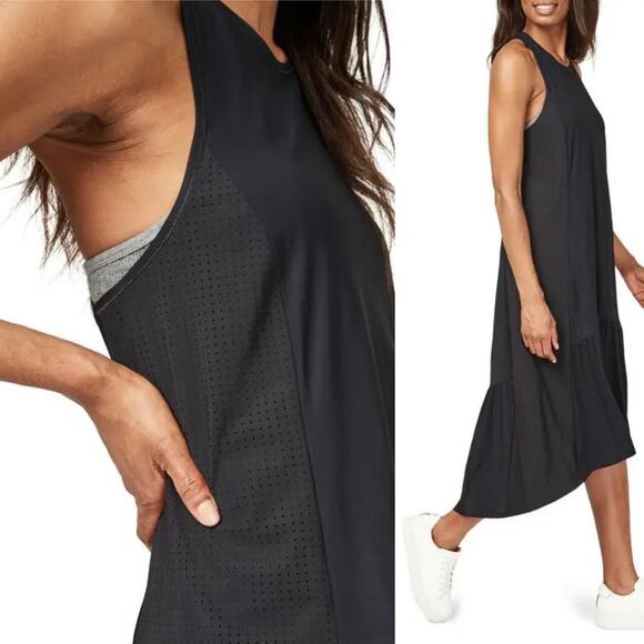 Sweaty Betty Ace Racerback High Low Tank Midi Dress Navy Summer Sporty Sz M FLAW - Picture 1 of 12